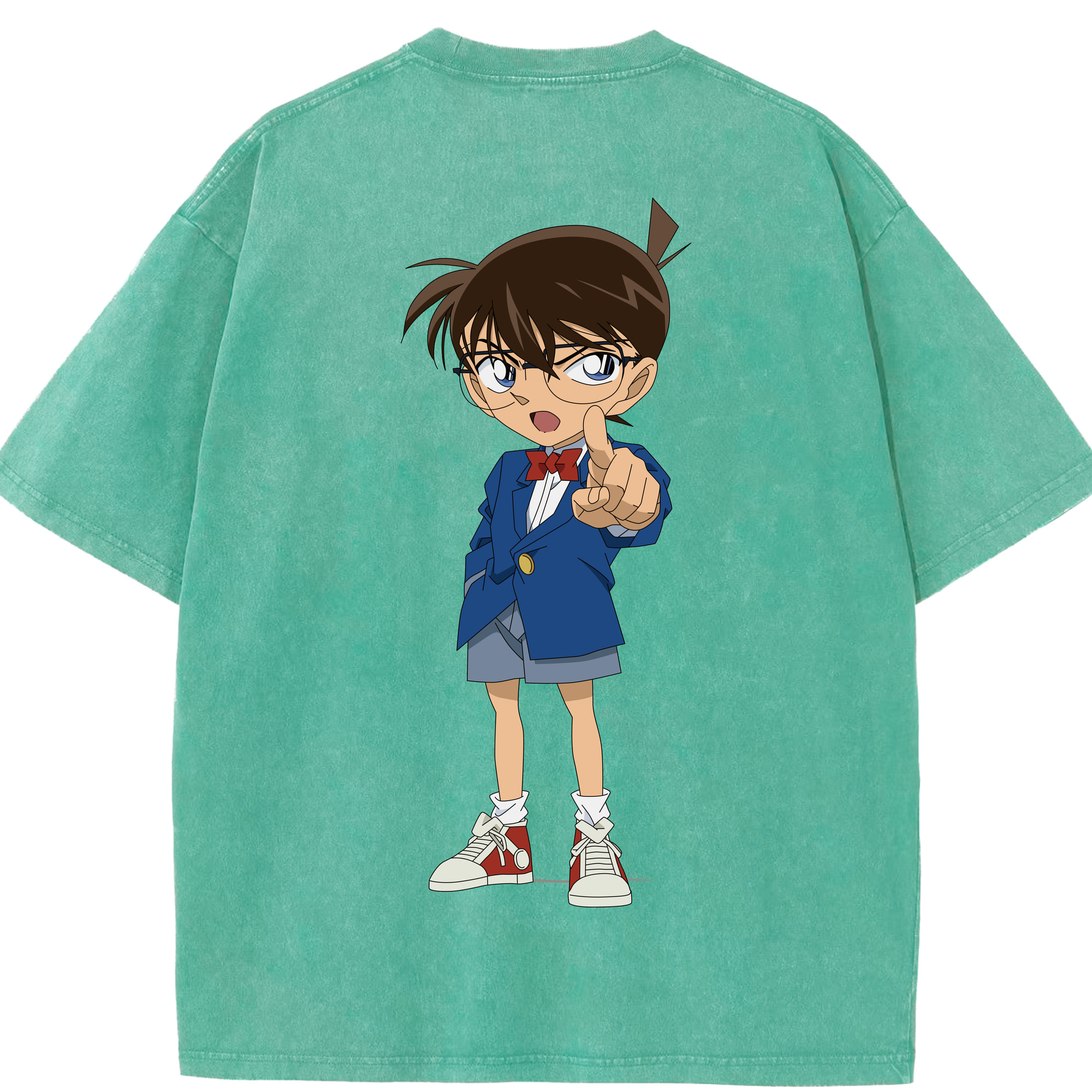 （画像用） 名探偵コナン 江戸川 コナン Detective Conan Conan Edogawa 綿100% ヴィンテージ風 半袖Tシャツ（背面プリント）